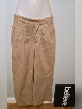 Vineyard Vines Tan Wide-Leg Pleated Trousers